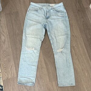 AG Light Blue Boyfriend Jeans with Knee Distressing